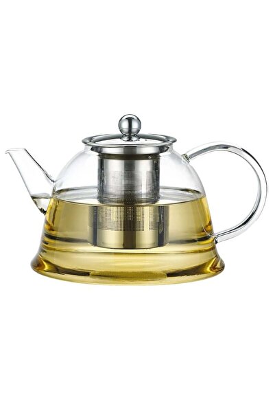 Kamille Ceainic, 1500 ml, oțel inoxidabil și sticlă termorezistentă, înălțime 14 cm