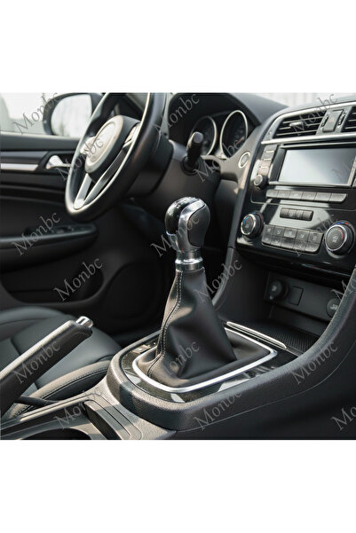 monbc غطاء ناقل الحركة الرياضي الأبيض ذو الخياطة المستقيمة من تويوتا أوريس، مصنوع من الجلد الصناعي الأسود عالي الجودة والمتين