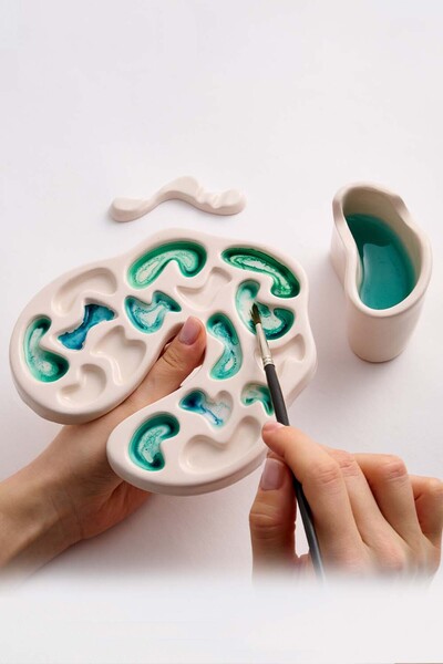 Yel Studios El Yapımı Seramik Resim Paleti 16 Hazneli Set