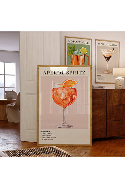 512 STORE Estetik Kokteyl Aperol Spritz ÇERÇEVESİZ Duvar Dekor Salon Mutfak Yatak Odası Tasarım Poster