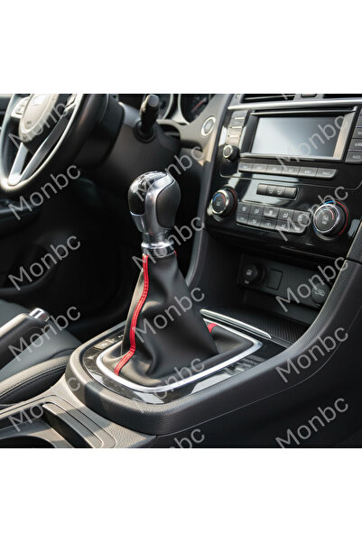 monbc غطاء ناقل الحركة من الجلد الصناعي الأسود عالي الجودة والمتين مع شريط أحمر لسيارة بي إم دبليو 1