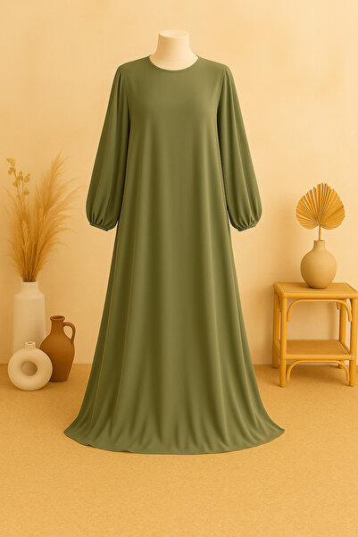 Misue Handmade Medine İpeği Tesettür Elbise, Rahat Salaş Elbise, Astarsız, Tam Boy Şık Abiye Günlük Tesettür Giyim