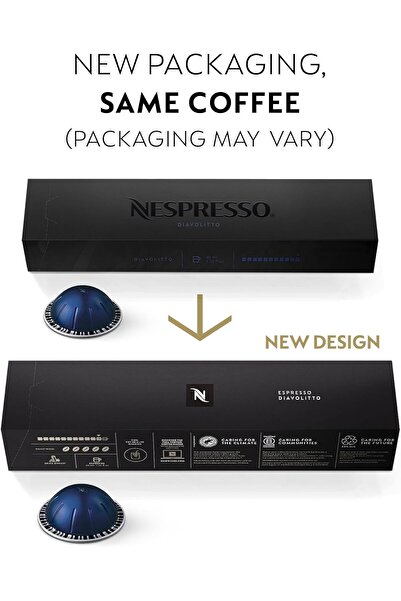 Nespresso Capsules Vertuo, Diavolitto, Dark Roast Espresso, 50-Count Espresso Pods, Brews 1.35oz.