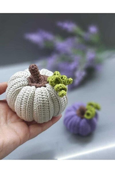 Dekor El Örgüsü Dekoratif Balkabağı Bej Renk 1 Adet