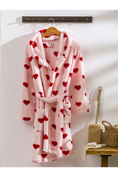 LC Waikiki Red Heart Printed Women's Bathrobe