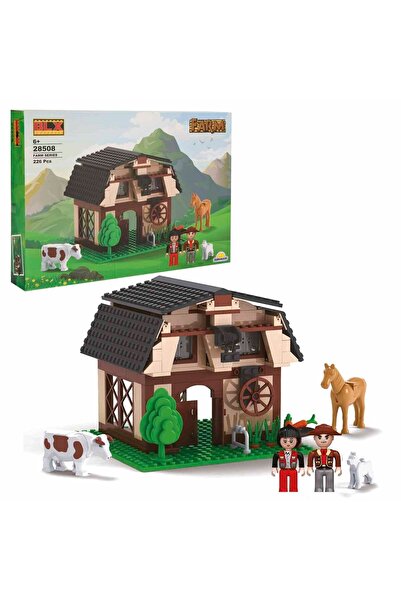 OyuncaklarÜlkesi Lego Compatible Blx Farm Barn Themed Building Set with 2 Minifigures and Animals Block Building Set Legolas