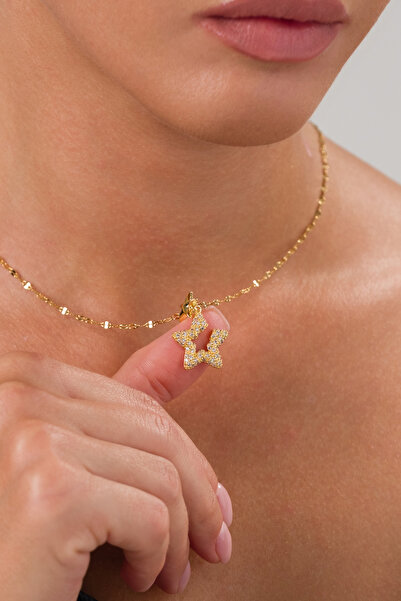 elushcollection Zirkon Taşlı Gold Renkli Yıldız kolye