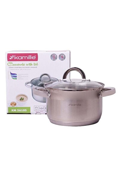 Kamille Graduated Cooking Pot with Glass Lid, Kamille, Stainless Steel, 2.9 L...