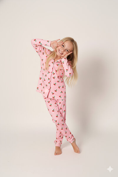 Beka Kids Σετ πιτζάμες για κορίτσια με μακρυμάνικο μοτίβο με κουμπιά μπροστά και γιακά πουκάμισου