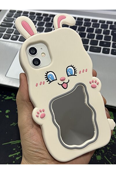 EDELFU iPhone 11 - Tavşan Kulaklı Aynalı Yumuşak Hamur Silikon Telefon Kılıfı