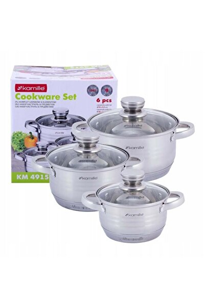 Kamille Set de oale din oțel inoxidabil Kamille, compatibile cu inducția, diverse dimensiuni