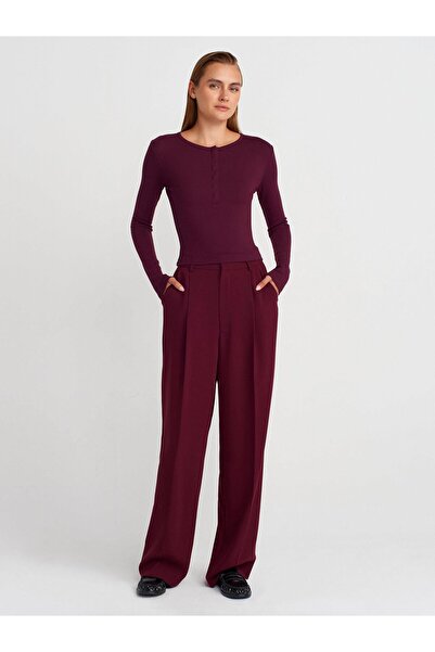 Moda Asrın Довгорукава сорочка на ґудзиках - бордова