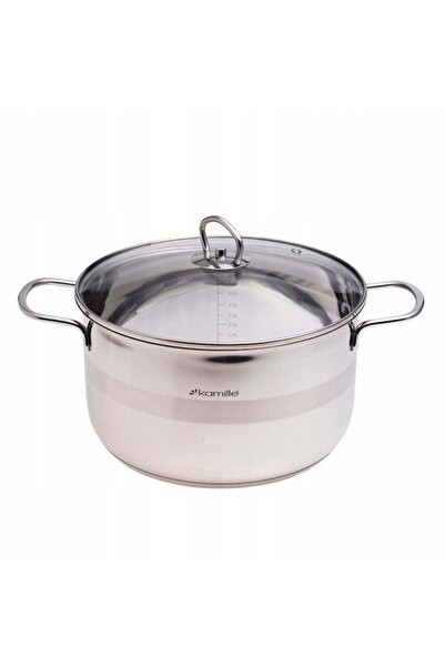 Kamille Stainless Steel Pot KM-5415 with Glass Lid, Induction, 24 x 13.5 cm, ...