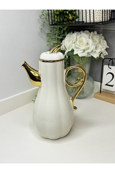 dunyazuccaciye Bal Kabağı Model Porselen Yağdanlık Beyaz