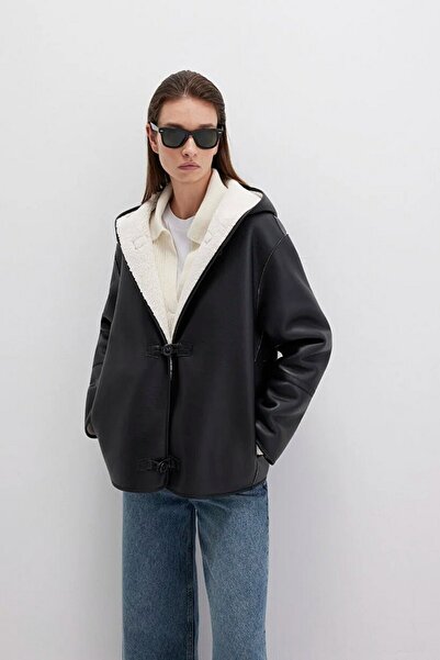 Mavi Women's Oversize Black Faux Leather Jacket