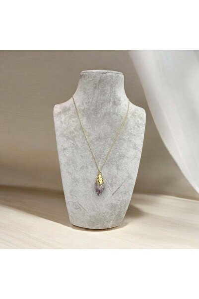Yılday Gür Butik Amethyst Natural Stone Steel Necklace