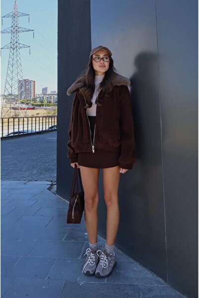 Havoş Brown Sadie Fur Detailed Cashmere Coat