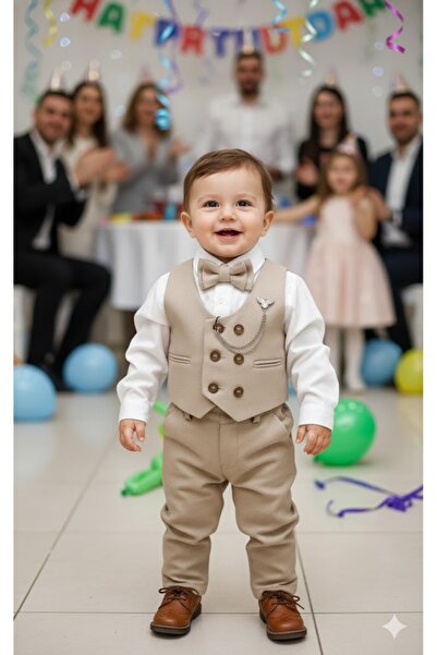 Serackids Yelekli Bebek Çocuk Takım Elbise Set