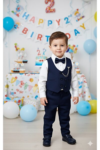Serackids Yelekli Bebek Çocuk Takım Elbise Set