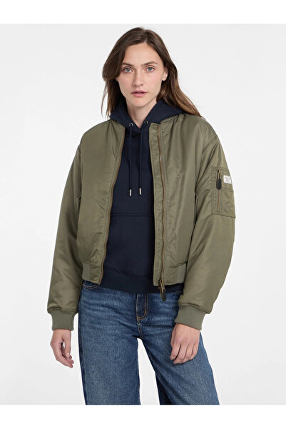 Guess Gj Bomber Women's Khaki Bomber Jacket W5Rl81Whaa2-G8Ev