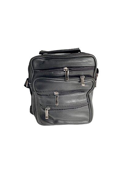 OEM - Geantă de umăr, Piele, Buzunare suplimentare, Negru, 24 x 24 x 8 cm