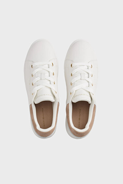 Tommy Hilfiger Women Ecru & Coastal Taupe Casual Cupsole Low Top Sneakers