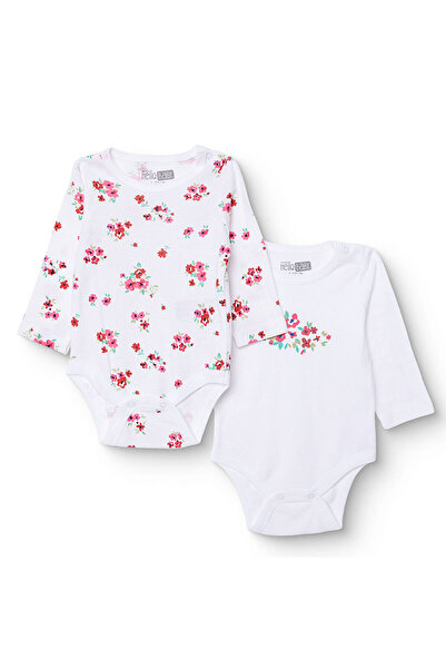 ebebek Hello Baby HelloBaby Kız Bebek 2li Uzun Kol Body Çıtçıtlı Yaka Uzun Kol Ribana Paça