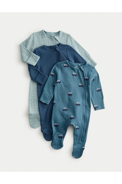 Marks & Spencer 3'lü Saf Pamuklu Araba Baskılı Uyku Tulumu (0–3 Yaş)