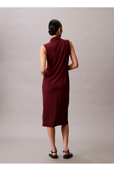 Calvin Klein Gömlek Yaka Düz Kırmızı Kısa Kadın Elbise LV044C224GVLP