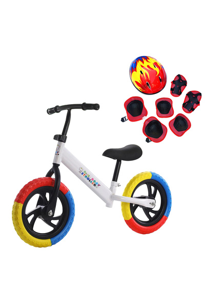 NBW Balance bike without pedals, 2-5 years, White, 3-color wheels, Equipment