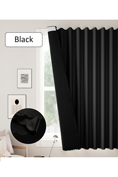 Generic Velcro Curtains, 100% Blackout, 1 Panel, 2mW *2.3mH, Fits Windows 1-1.3m Wide, Black