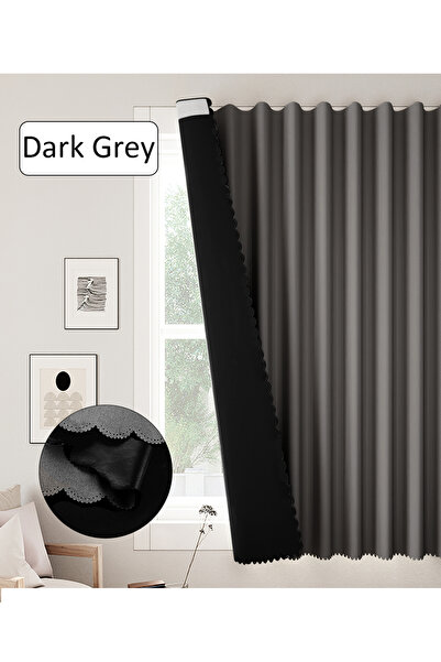 Generic Velcro Curtains, 100% Blackout, 1 Panel, 2mW *2.3mH, Fits Windows 1-1.3m Wide, Dark Grey