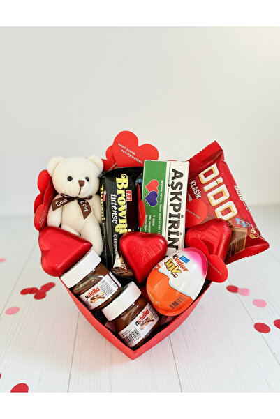 lenostra Hediye Kutusu Sevgiliye - Mini Ayıcık - Kalp Çikolata - Aşkpirin - N...