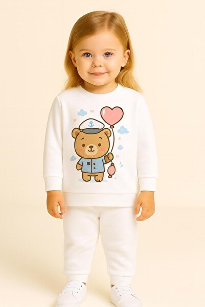 MODA طقم رياضي شتوي للأولاد والبنات طباعة الدببة 3 4 5 6 7 8 9 10 11 12 سنة ل...