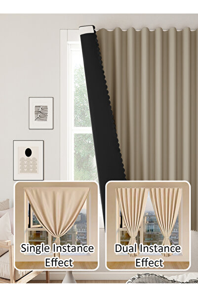 Generic Velcro Curtains, 100% Blackout, 1 Panel, 2mW *2.7mH, Fits Windows 1-1.3m Wide, Black