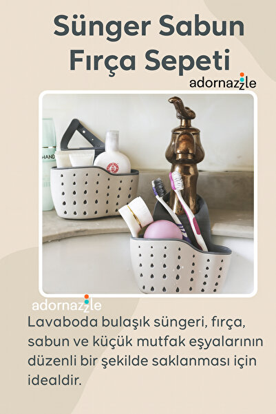 adornazzle Sünger ve Sabun Düzenleyici Evye Sepeti, Delikli, Pratik, Askılı M...