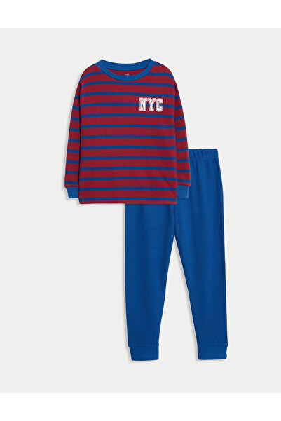 Marks & Spencer Pamuklu NYC Çizgili Pijama Takımı (1-8 Yaş)
