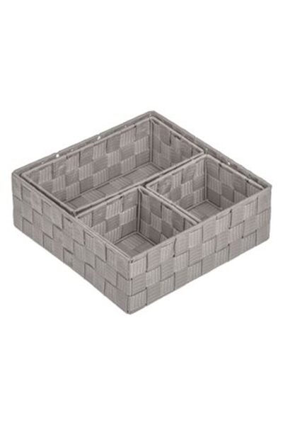 SHOPIENS Set Storage Baskets Rattan Type Taupe with Metal Frame (3 Sizes) - 4 pieces