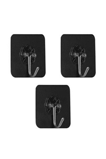 SHOPIENS Set cârlige adezive negre cu model floral 6 x 6 cm - 3 bucăți