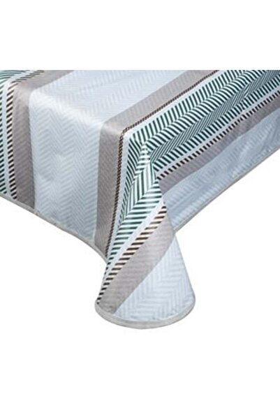 SHOPIENS Summer Tablecloth with Zigzag Green Stripes and Plastic Material 180...