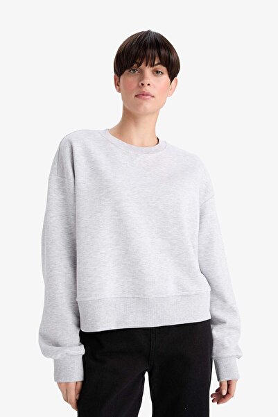 DeFacto Boxy Fit Crew Neck Thick Basic Plain Sweatshirt B8568Ax24Wn