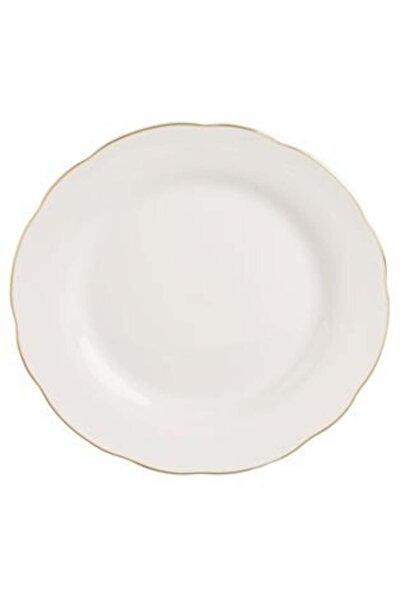 SHOPIENS Plate from Beige Porcelain 'Wavy Gold Metallic' 26.5 cm