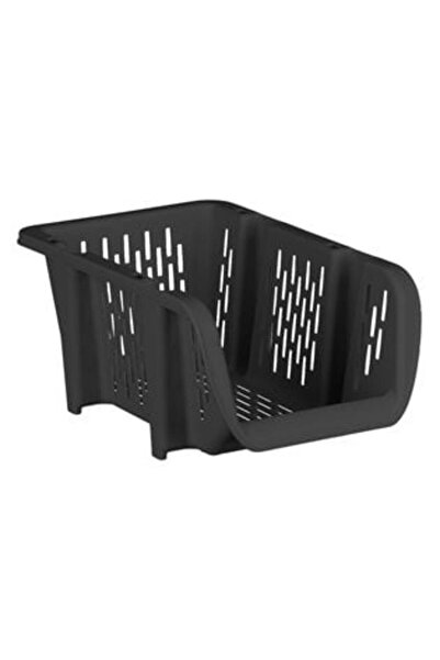 Jumbo Storage Basket Anthracite with Opening Stackable 30.7 x 20 x 13.4 cm