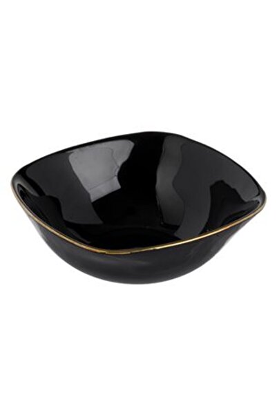 SHOPIENS Square Bowl from Black Opal with Golden Edge for Snacks 190ml