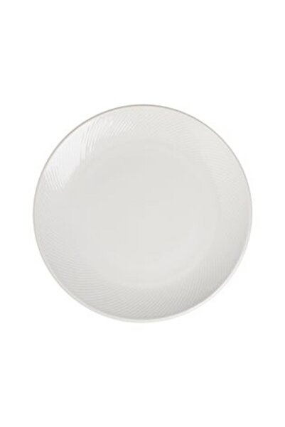 SHOPIENS Ceramic Plate White with Linear Relief Pattern for Fruits 'Wave' 19 cm