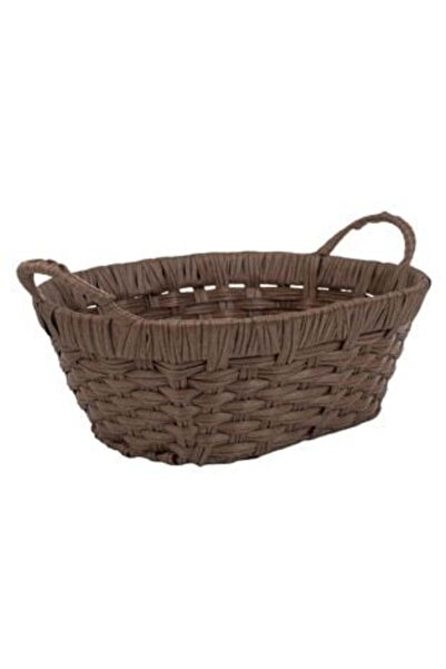 SHOPIENS Coș decorativ de bucătărie oval maro împletit cu mânere 36 x 28 x 13 cm