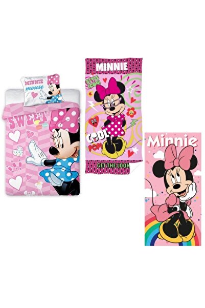 JollyMag Sada 3 v 1 s motívom Minnie Mouse, posteľná bielizeň s obliečkou na ...