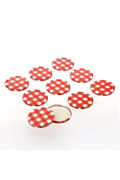 SHOPIENS Metal Lid with Red Checkered Pattern Ø8.2 cm - Pack of 8