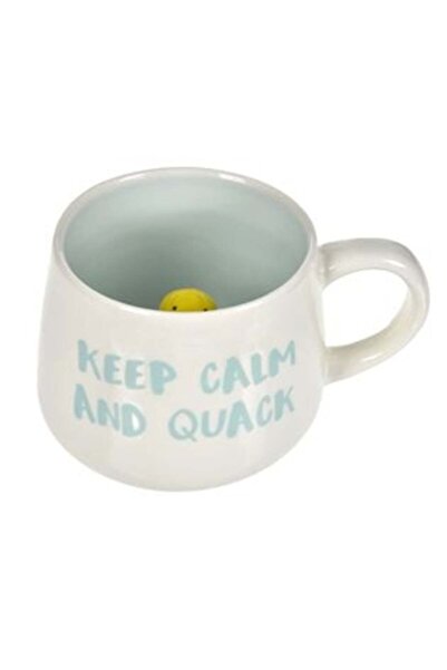 SHOPIENS Ceramic Mug with 3D Duck Figurine Inside - 'Keep Calm And Quack' 370 ml