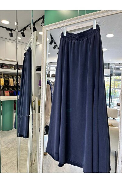 MERAM BUTİK Adn Knitted Cupra Skirt - Navy Blue - 2